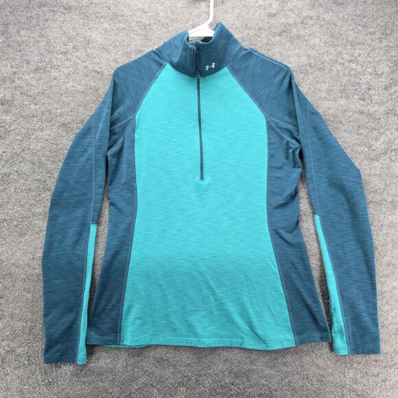 Under Armour Tops - Under Armour ColdGear Pullover Womens LG Green 1/4 Zip Mock Neck Thermal